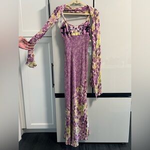 Nicole Miller Purple and Yellow Floral Dress